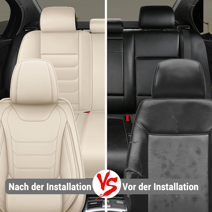 Hukl sitzbezüge Auto für Citroen C4 2004-2026,Passgenau Abnehmbar Waschbar Echtleder 5-Sitzer Komple