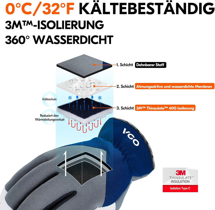 Vgo... Mechanikerhandschuhe,Rigger Handschuhe aus Leder für leichte Arbeiten, Anti-Abrasion Medium,