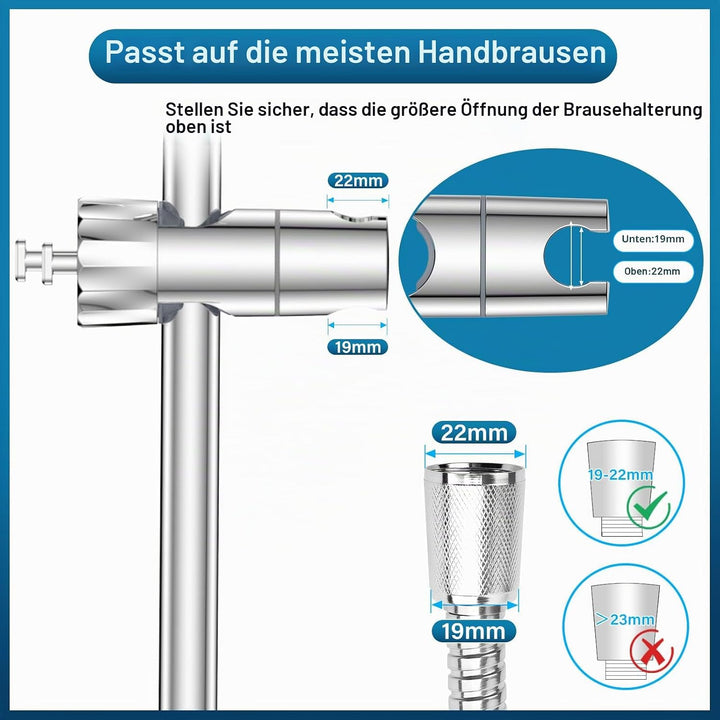 Edelstahl Duschstange 67cm, SREWOHS Brausestange mit Duschkopfhalterung Verstellbar und 360°Drehbar