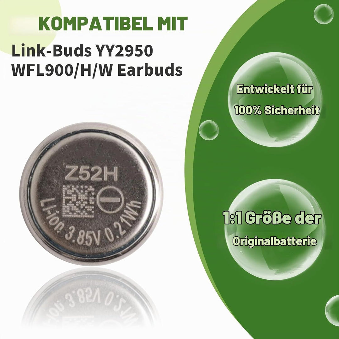 Neu Z52H Akku Ersatz Kompatibel mit Sony Link-Buds YY2950 WFL900/H/W Earbuds Ersatzbatterie mit aktu
