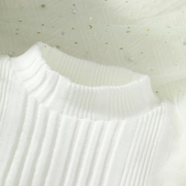 Kleinkind Baby Mädchen Kleidung Langarm Strick Rippenoberteile Schleife Cord Hosenträgerrock Kleid O