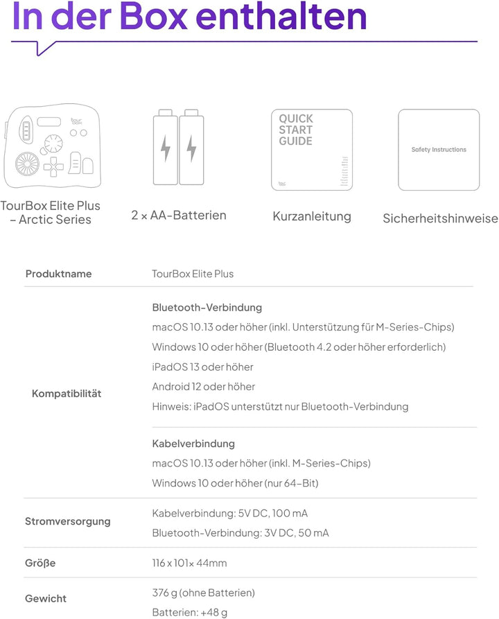 TOUR BOX Elite Plus All-IN-ONE Bluetooth Programmierbare Tastatur für Video- & Foto- Bearbeitung, Fa