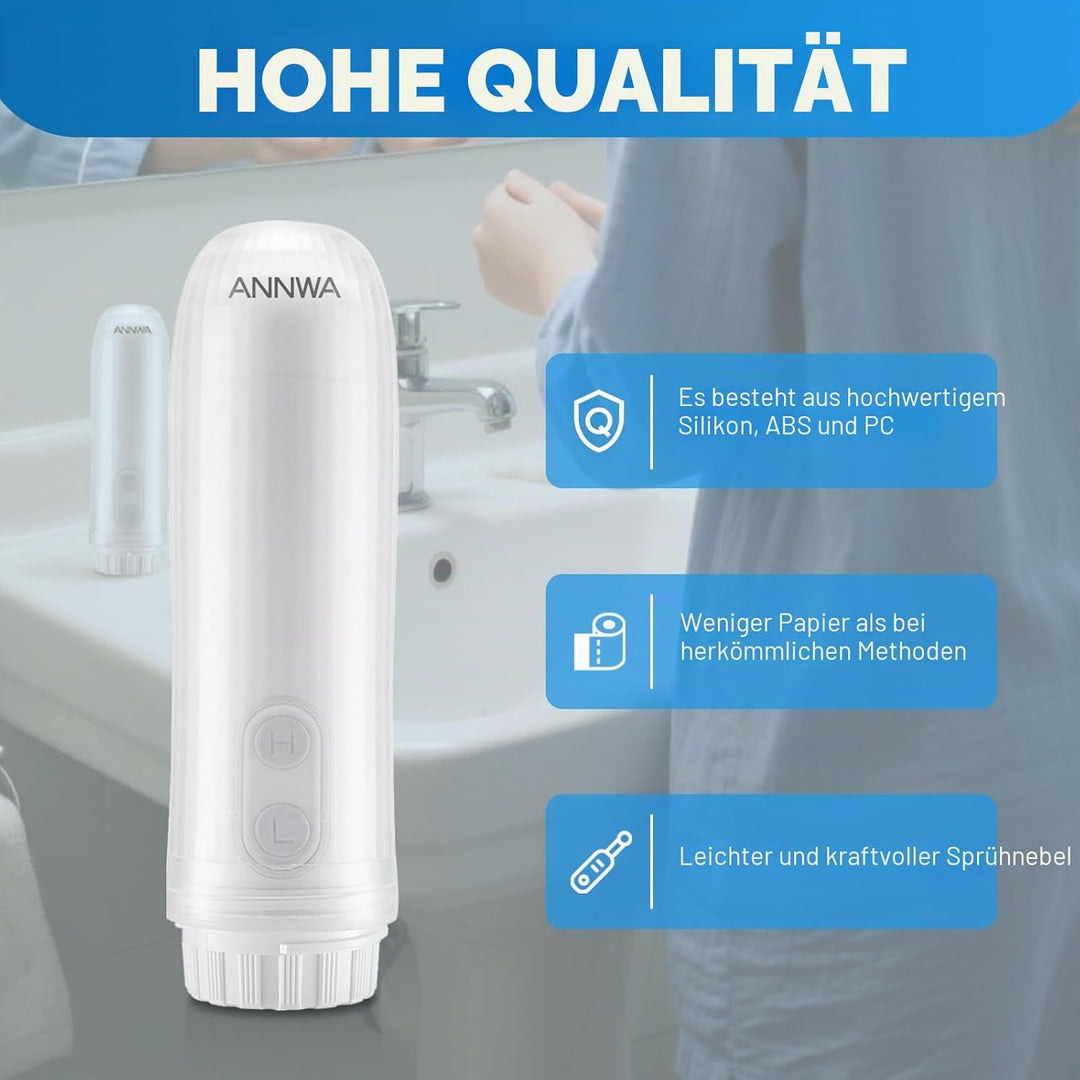 Tragbares Bidet, für Reisen, IPX6, wasserdicht, Düse verstellbar um 180 °, 2 Druckmodi, ergonomisch,