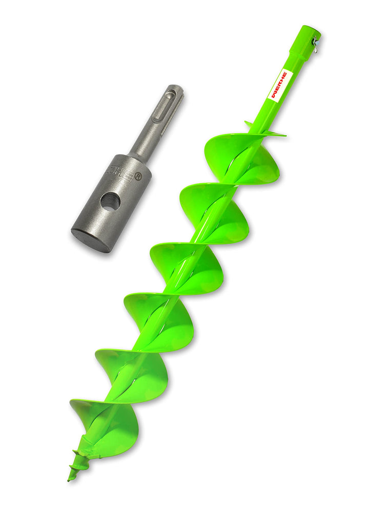 WERHE® Profi Bohrer VollStahl, Erdbohrer für bohrmaschine 120 mm Doppel-Welle extrem robust mit SDS