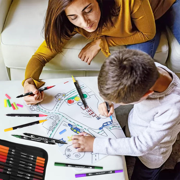 FORETOY Dual Brush Pen Set, 100 Farben Filzstifte Dicke und Dünne Pinselstifte Für Kinder Erwachsene