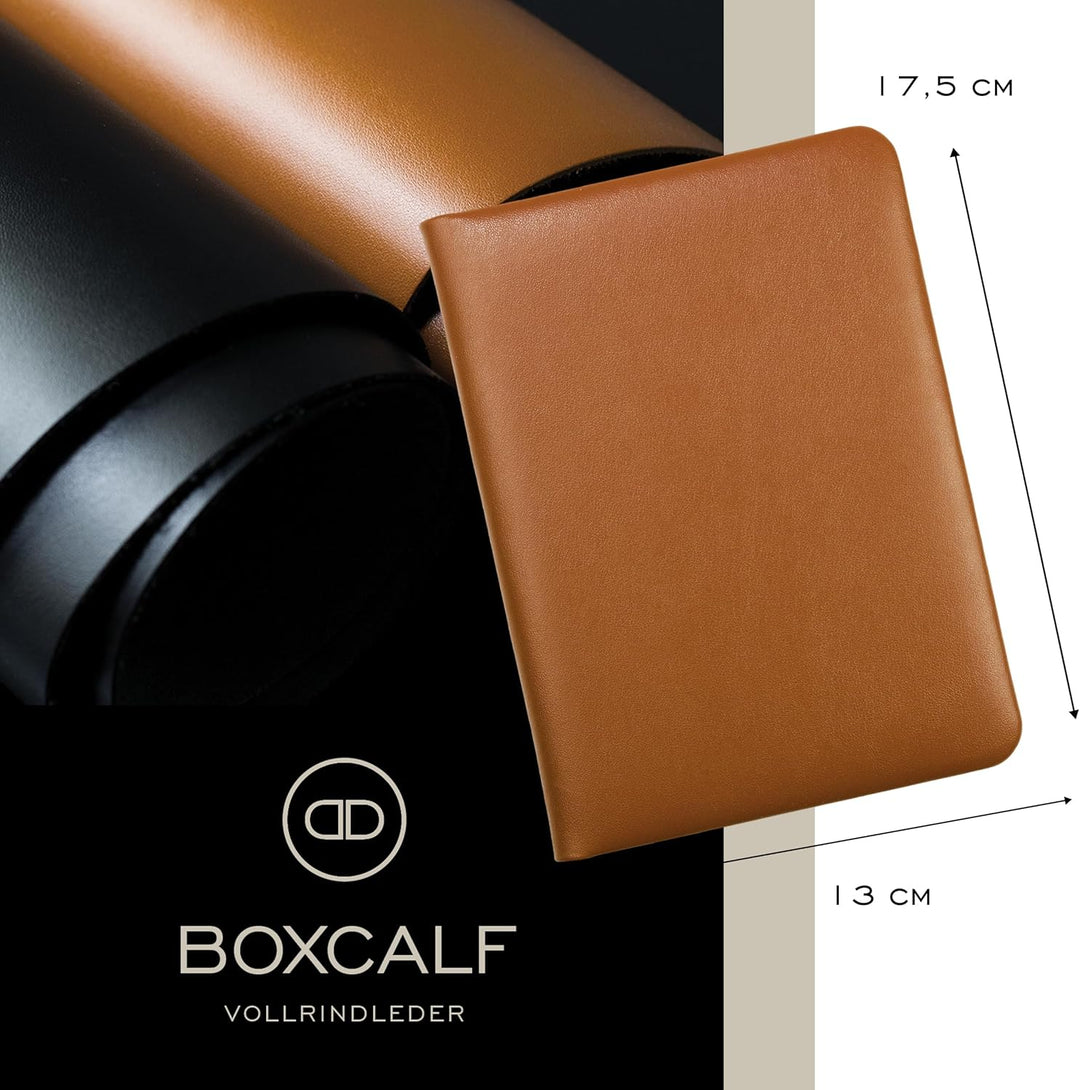 DELMON VARONE - Personalisierbares Adressbuch DIN A6 gebunden mit A-Z Register Boxcalf Premium Leder