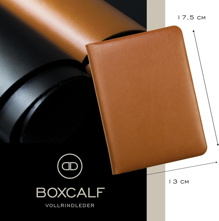 DELMON VARONE - Personalisierbares Adressbuch DIN A6 gebunden mit A-Z Register Boxcalf Premium Leder