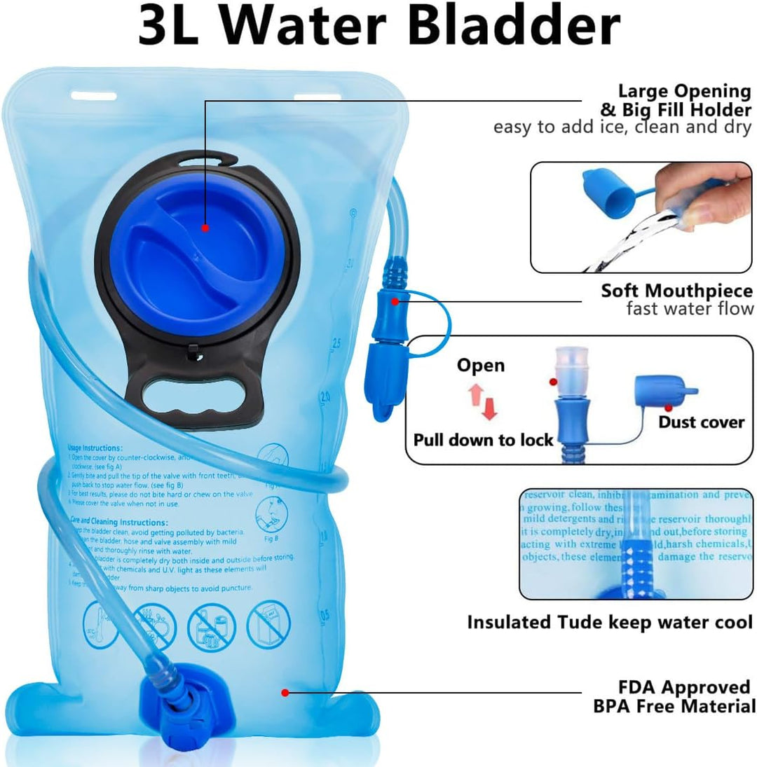 Lunidry Fahrradrucksack mit Trinkblase 3L, Laufrucksack Trinkrucksack 15L für Damen &amp; Herren, Wasser