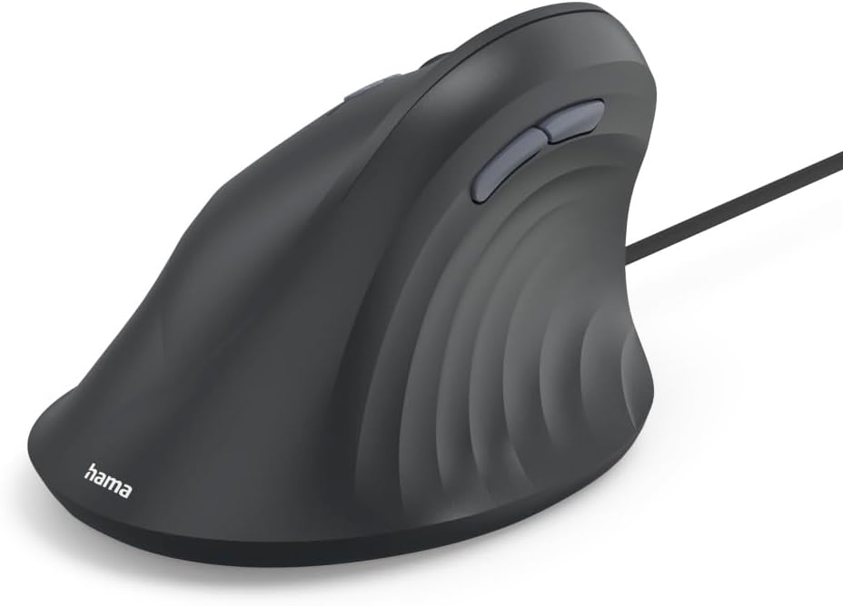 Hama Vertikalmaus für Linkshänder (optische Maus ohne Klickgeräusch, 7 Tasten, ergonomisch, 1000/140