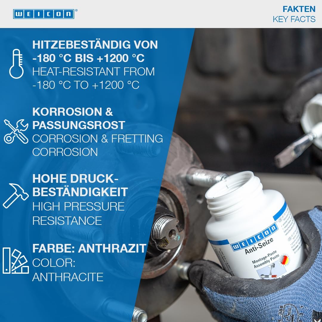 WEICON Anti-Seize Montagepaste 450 g hitzebeständiger Schutz gegen Korrosion, Festfressen und Versch