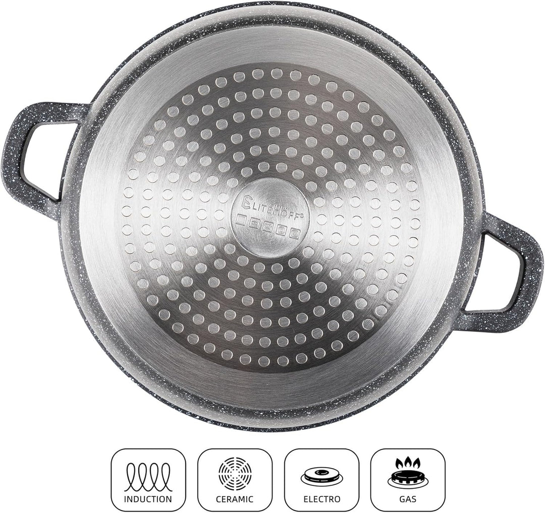 EliteHoff Induktion Topfset mit Stieltopf, 9-tlg Kochgeschirr-Set 16/16/20/24 cm, Kochtopf mit Decke