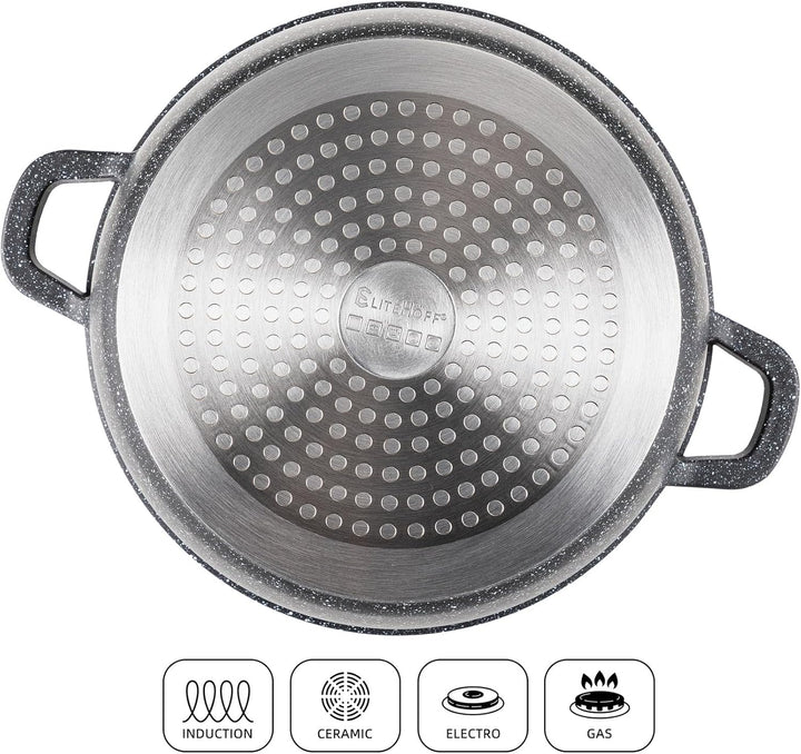 EliteHoff Induktion Topfset mit Stieltopf, 9-tlg Kochgeschirr-Set 16/16/20/24 cm, Kochtopf mit Decke