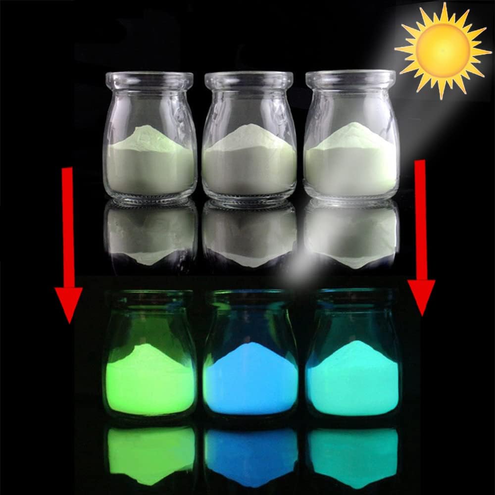Fluoreszierender Pulver, 3x100g Professionelle Leuchtpigmente, Selbstleuchtend, phosphoreszierend un