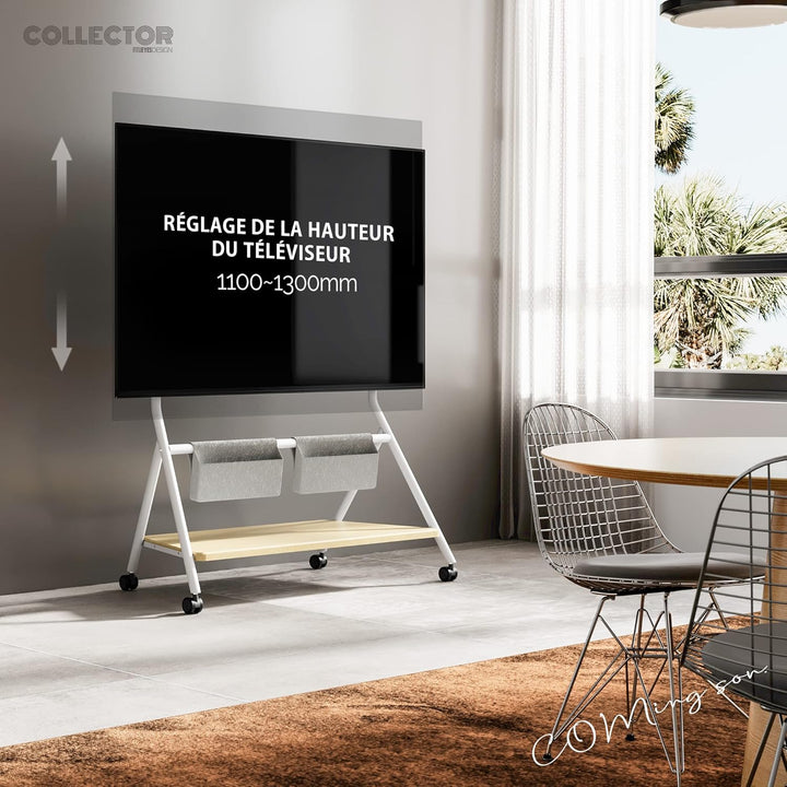 FITUEYES Design Mobiler TV Ständer Rollbar, TV Stand für 65 70 75 80 85 88 Zoll Fernseher bis 55kg,