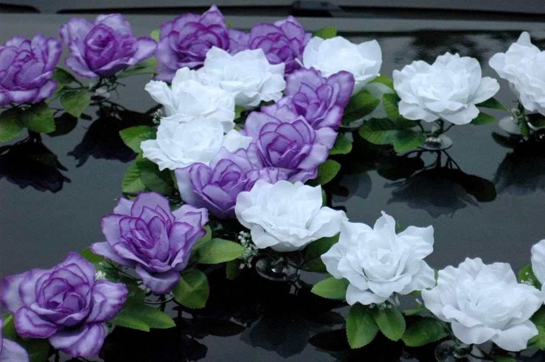 DOPPEL Herz Auto Schmuck Braut Paar Rose Deko Dekoration Autoschmuck Hochzeit Car Auto Wedding Deko