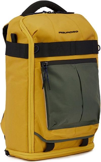 Piquadro PC-Rucksack 14 Zoll aus recyceltem Stoff mit LED-Licht, gelb, Einheitsgrösse