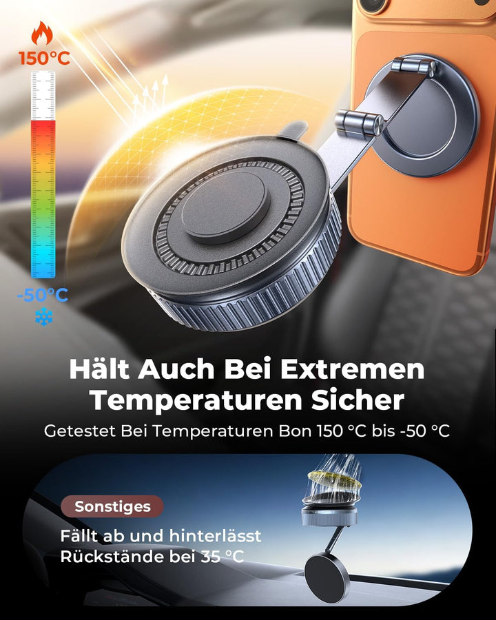 Upgraded 360°Drehbare Vakuum Handyhalterung Auto Magnetische, Nano-Gel Handyhalterung für Magsafe ,