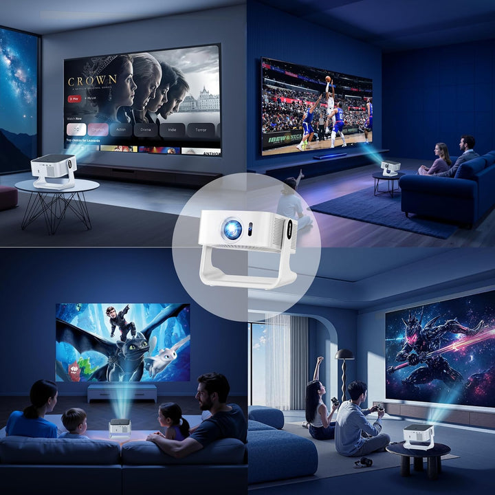Beamer Kompatibel mit Netflix 2026 Neuer 4K Projektor mit 5G WiFi 6 und Bluetooth 5.4 Tragbarer Beam
