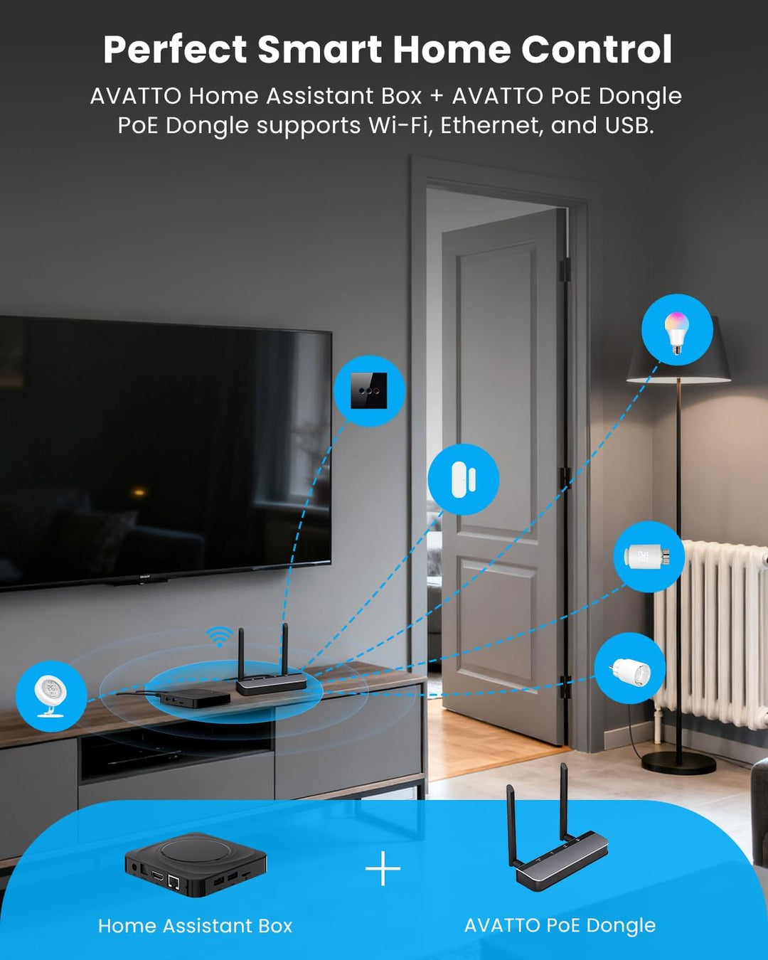 AVATTO Home Assistant Host, Quad-Core Cortex-A55-Prozessor, Frequency 1.8GHz, RAM 4GB, ROM 32GB, USB