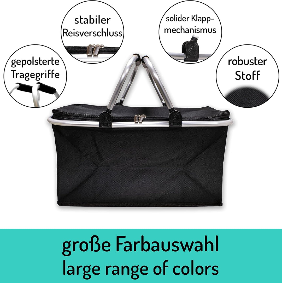 Einkaufskorb faltbar 25L - ideal für den Wocheneinkauf I Mit gepolsterten Tragegriffen &amp; Reissversch