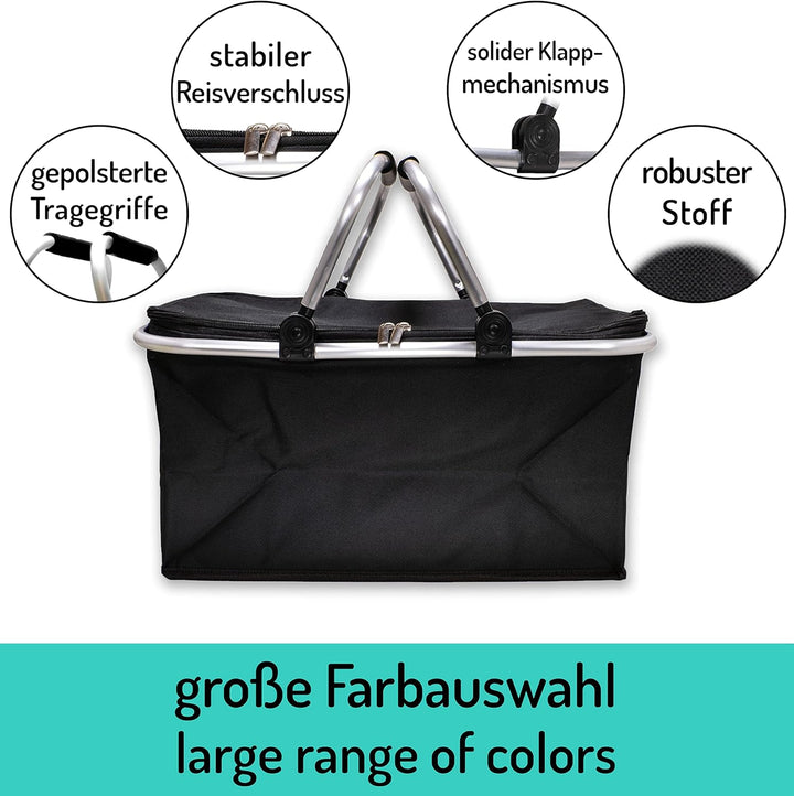 Einkaufskorb faltbar 25L - ideal für den Wocheneinkauf I Mit gepolsterten Tragegriffen &amp; Reissversch