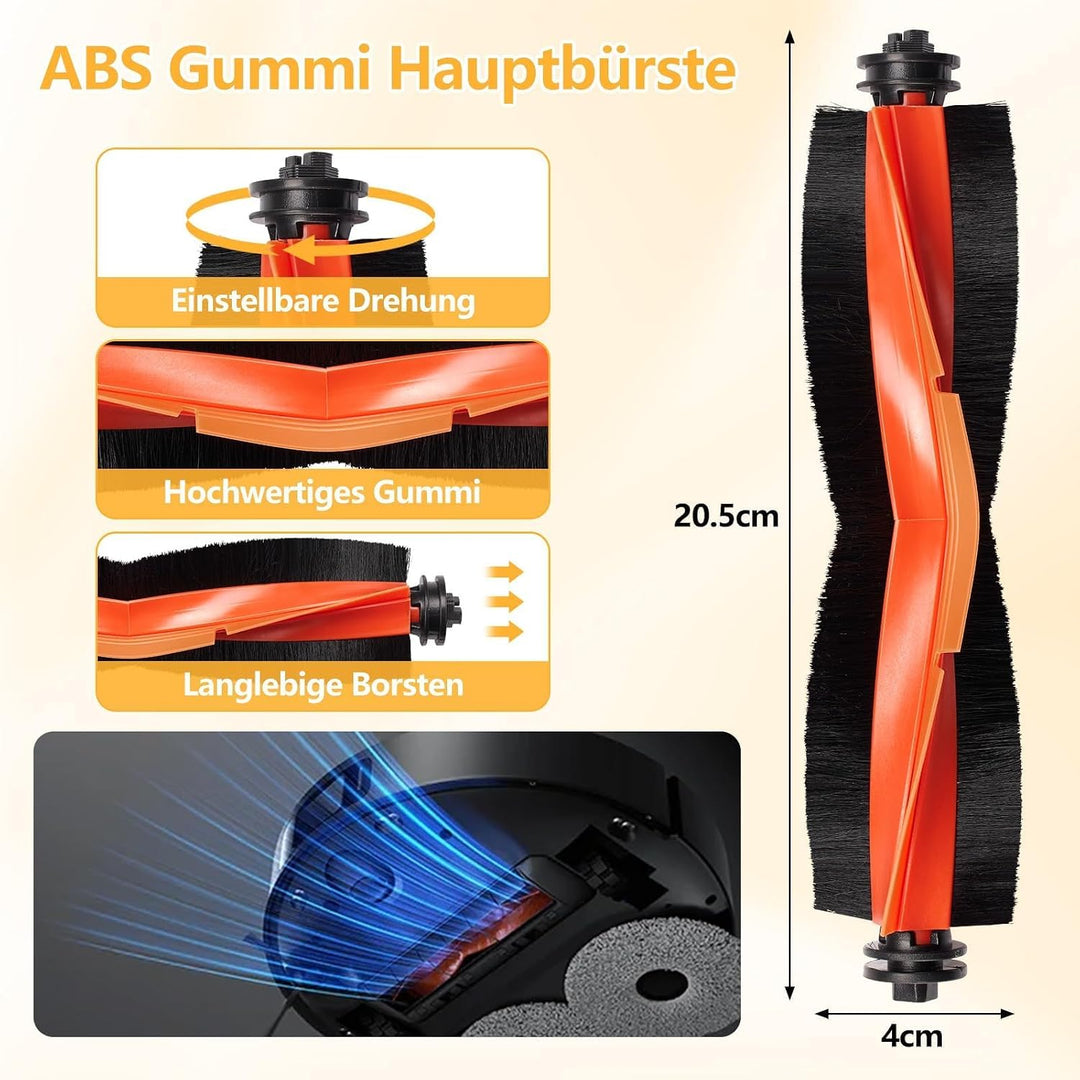 24 Stück Zubehör für Xiaomi X20 Max / X20 Pro Saugroboter, 6 Staubbeutel 6 Wischpad 1 Hauptbürste 6