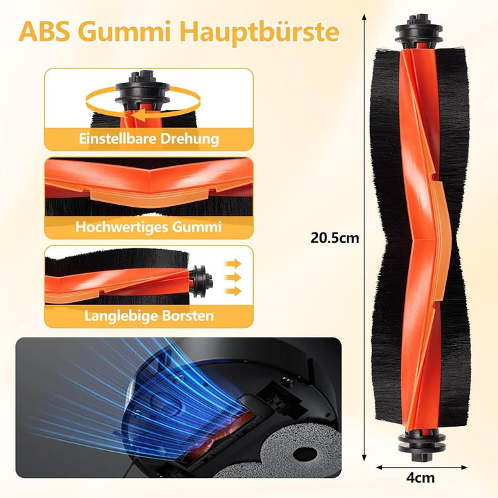 24 Stück Zubehör für Xiaomi X20 Max / X20 Pro Saugroboter, 6 Staubbeutel 6 Wischpad 1 Hauptbürste 6