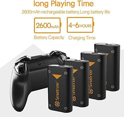 Smatree 4 Wiederaufladbar Batterie Pack mit Ladegerät zum Xbox Serie,2600mAh Kapazität, 10 cm Länge