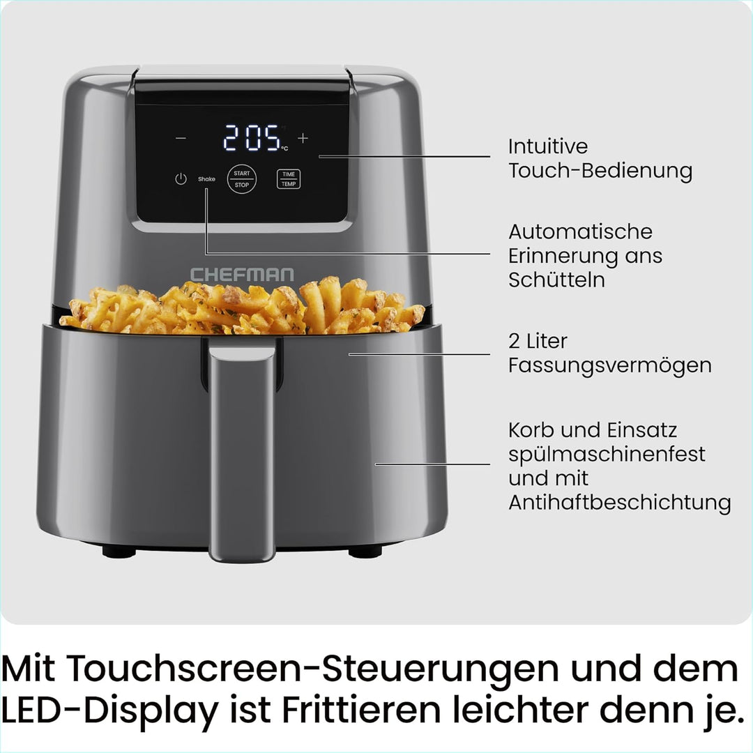 Chefman 2L Mini-Heissluftfritteuse - platzsparende Heissluftfritteuse, antihaftbeschichtet und spülm
