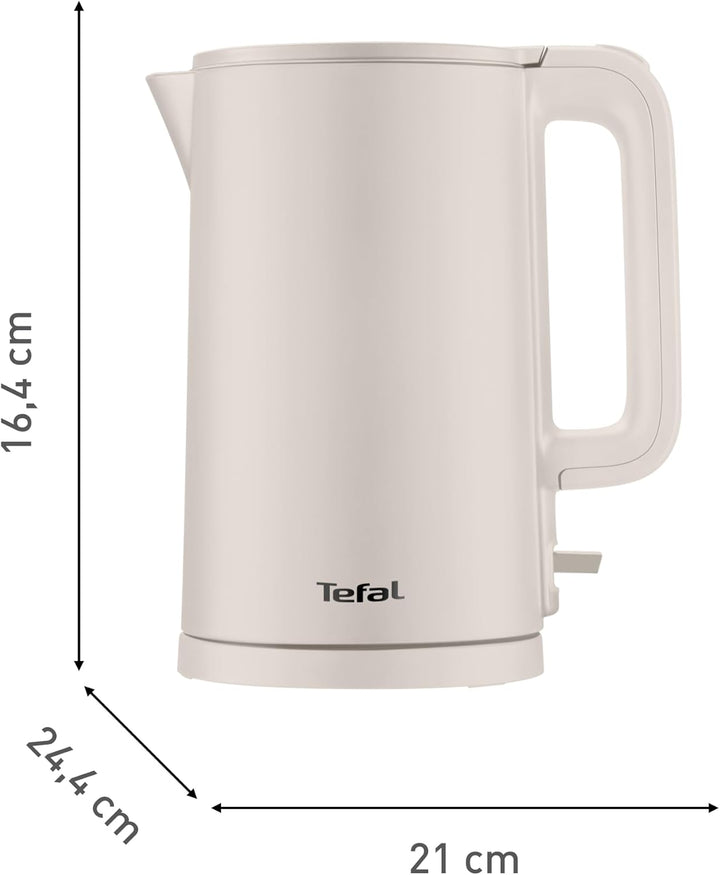 Tefal ThermoProtect Elektrischer Wasserkocher, Safe to Touch, 1500 W, Hellgrau und Innenseite aus Ed