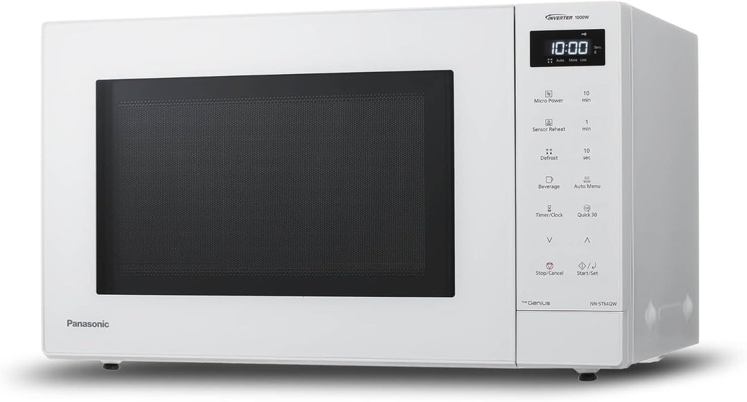 Panasonic NN-ST64QWEPG 32L Inverter Solo Mikrowelle, 1000 Watt Leistung, 20 Automatikprogramme, Quic