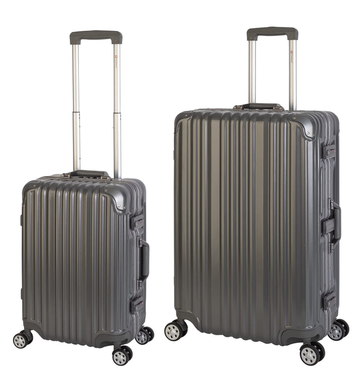 Travelhouse London Koffer Grau S-55cm, L-55cm · 2er-Set · Alu-Rahmen · Polykarbonat Hartschale · Han