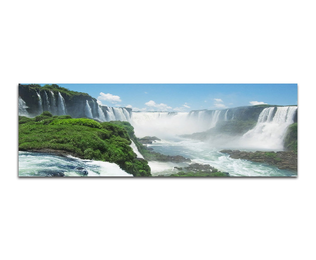 Paul Sinus Art Panoramabild auf Leinwand und Keilrahmen 150x50cm Südamerika Wasserfälle Himmel Natur