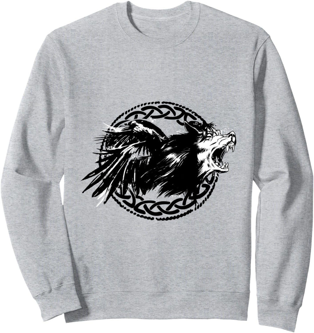 Nordische Mythologie mit Wikinger Rabe und Wikinger Wolf Sweatshirt