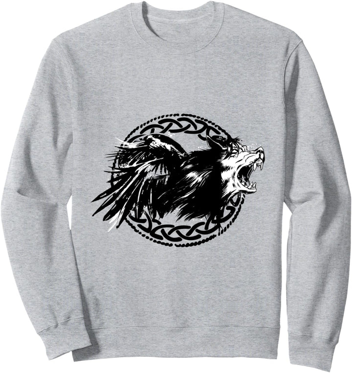 Nordische Mythologie mit Wikinger Rabe und Wikinger Wolf Sweatshirt