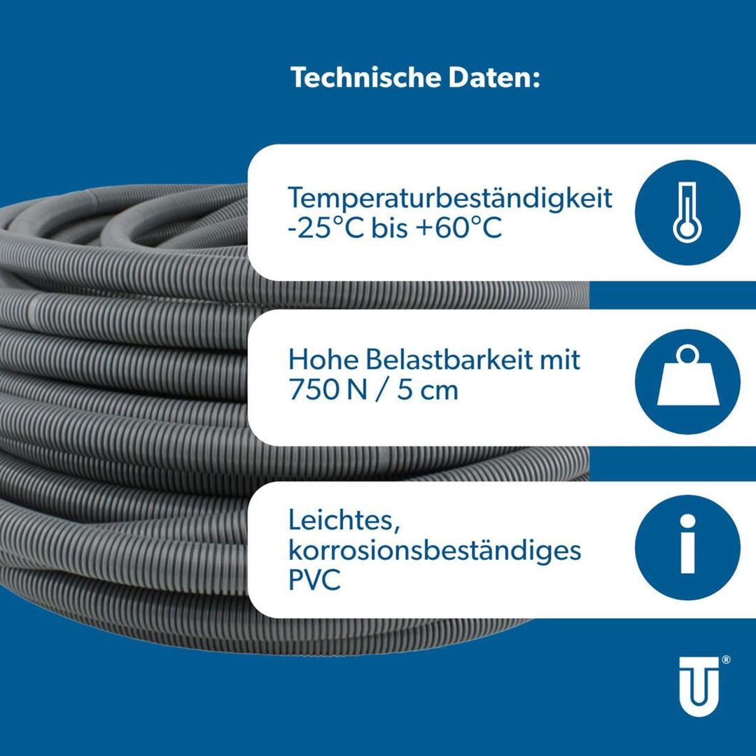 Unitec Flexrohr, Länge: 25 m, Durchmesser: 25 mm, Klassifizierung: 3341, Farbe: KL: 3341, Material: