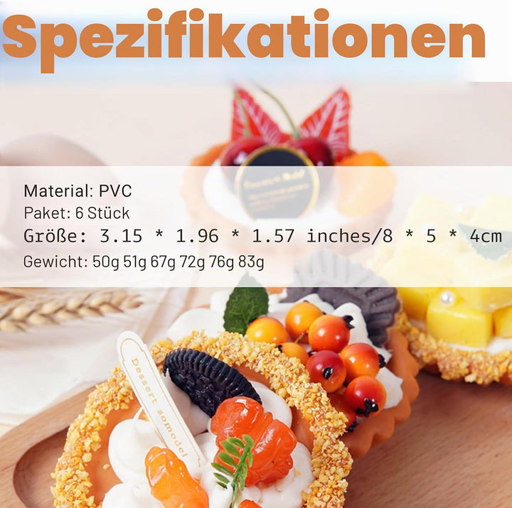 Künstliche Kuchendekoration, 6 Stück, 7,6 cm, für Kuchen, Gebäck, Muffins, Desserts, realistische kü