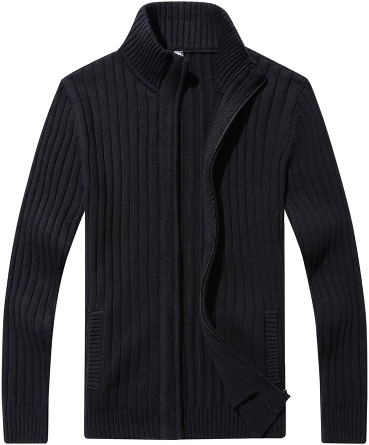 AOLI RAY Herren Strickjacke mit Reissverschluss Cardigan Stehkragen Pullover Feinstrike Sweaters mit