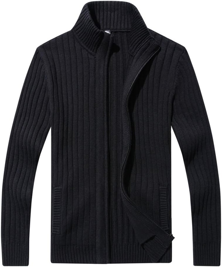 AOLI RAY Herren Strickjacke mit Reissverschluss Cardigan Stehkragen Pullover Feinstrike Sweaters mit