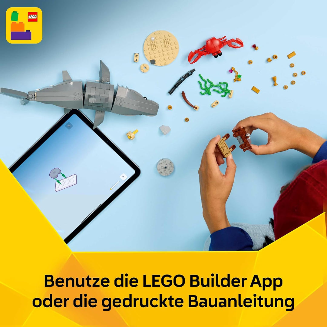 LEGO Creator 3-in-1-Set Wilder Hai mit Schatztruhe - Kreatives Spielzeug & Konstruktionsspielzeug -