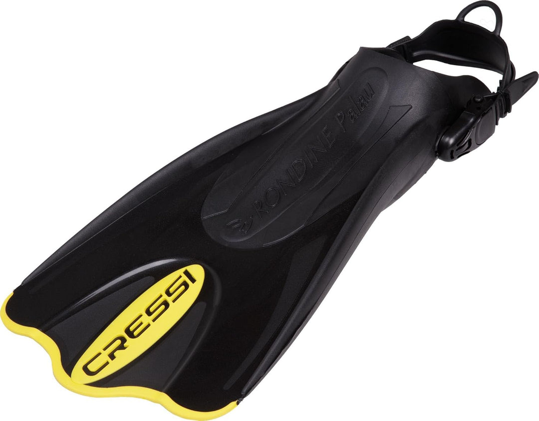 Cressi Palau Saf Fins Einstellbare Kurze Flossen zum Schwimmen und Schnorcheln Schwarz/Gelb S/M, Sch