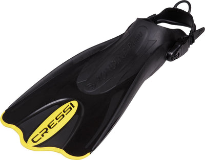 Cressi Palau Saf Fins Einstellbare Kurze Flossen zum Schwimmen und Schnorcheln Schwarz/Gelb XS-S, Sc