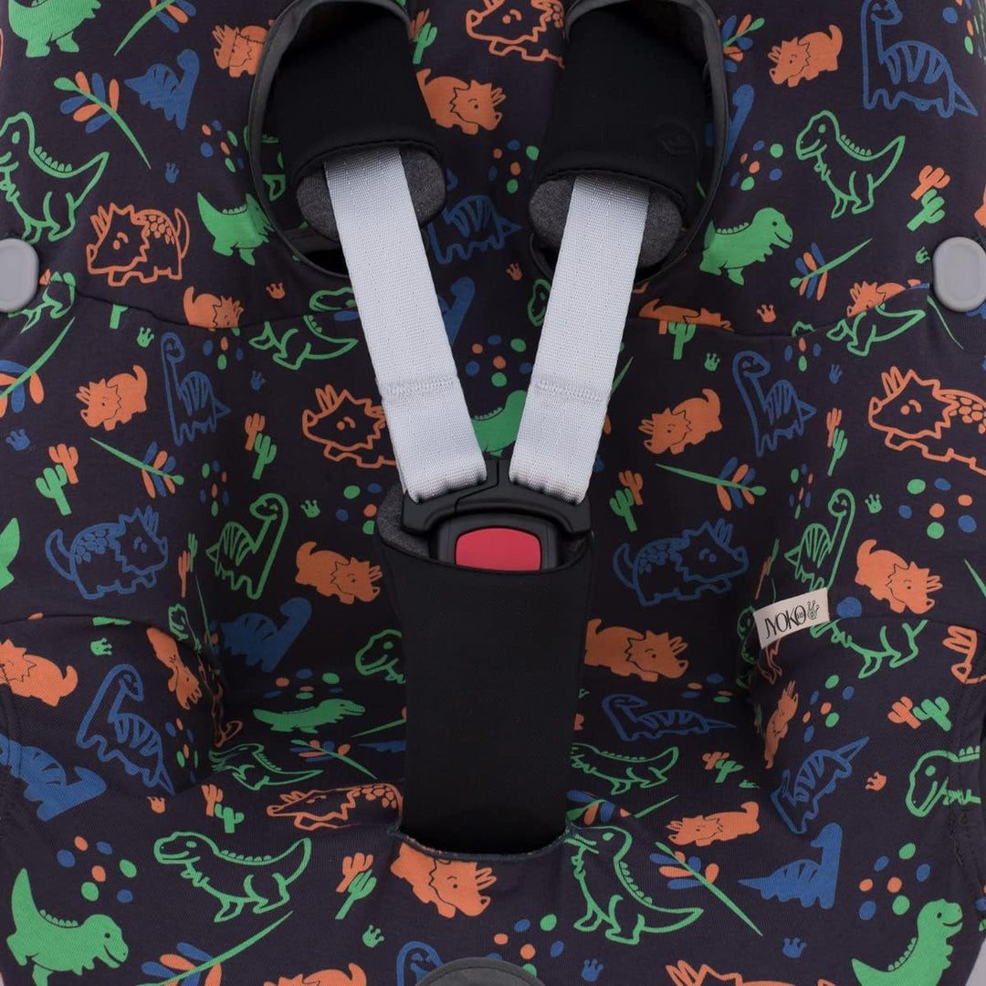 JYOKO KIDS Bezug kompatibel mit Maxi Cosi Pebble 360 Y FamilyFix 360, aus Baumwolle (Happy Dino) Hap