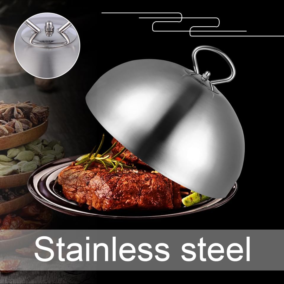 HEMOTON Edelstahl Speiseglocke Tellerglocke Teppanyaki Deckel Steak Abdeckhaube Burgerhaube Schmelzk