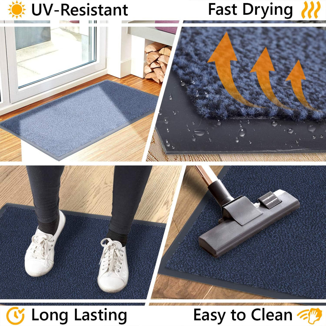 GadHome Fussmatte Blau 60x90 cm|Eingangstürmatte wasserdicht waschbar strapazierfähiger Schmutzfänge