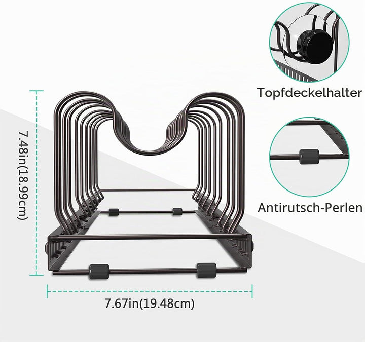 Puricon Deckel und Pfannenhalter Topfdeckelhalter Pfannen Aufbewahrung Topf Organizer Pan Rack für K
