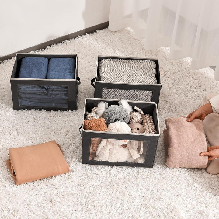 Homsorout 3 Stück Aufbewahrungsboxen mit Deckel, Faltbare aufbewahrungsbox mit Griff, Aufbewahrungsk