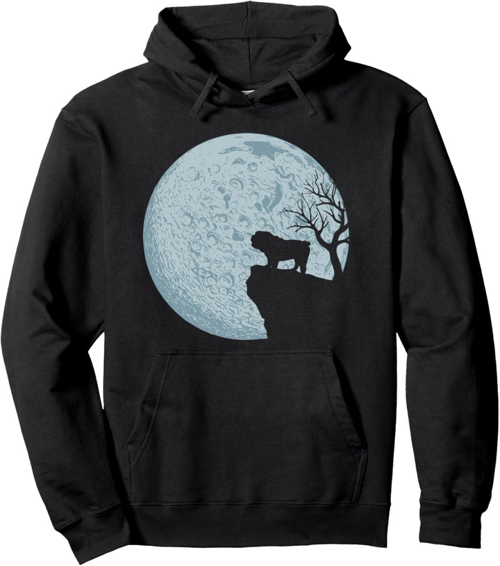Englische Bulldogge Vollmond Hund Liebe Natur Geschenk Pullover Hoodie