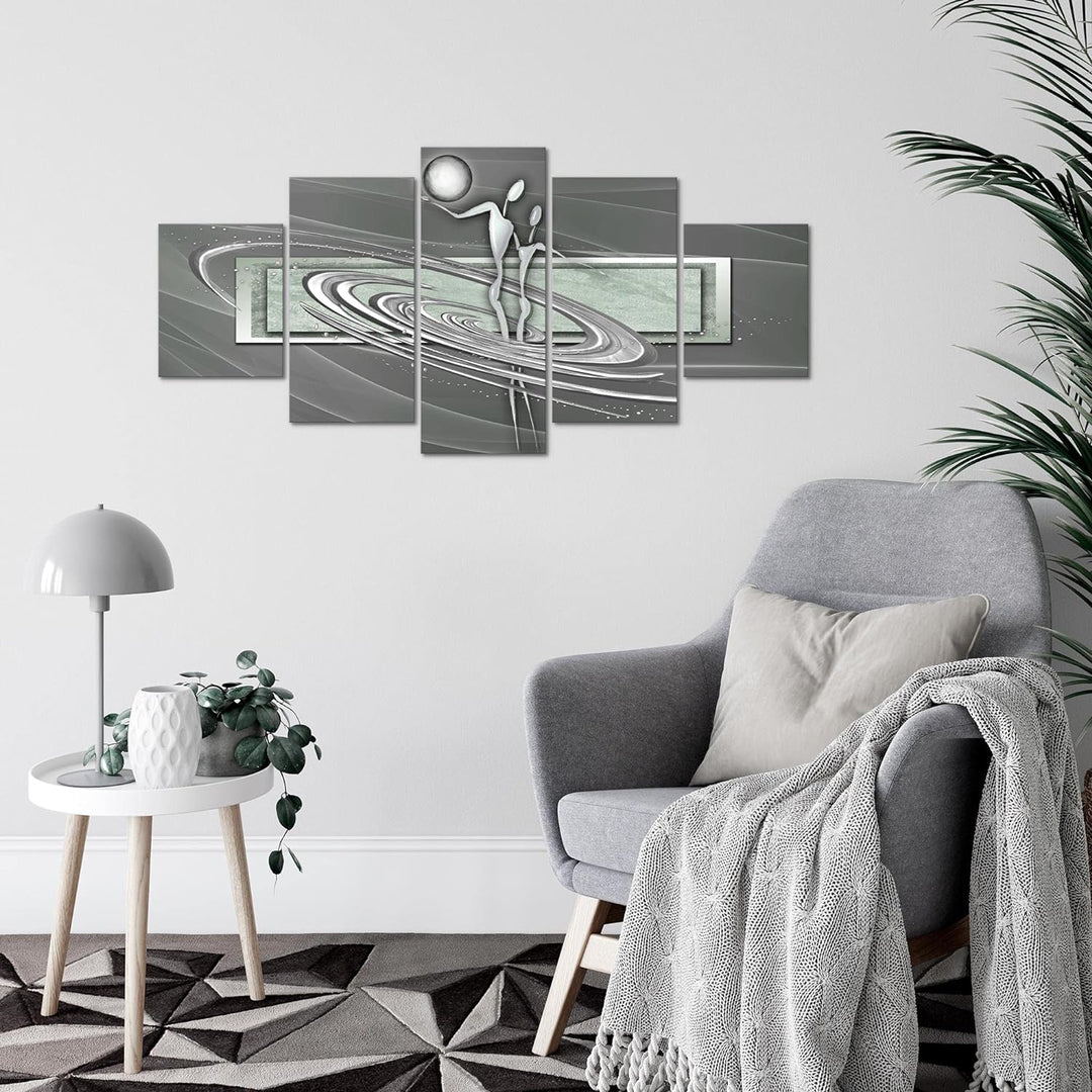 Runa Art Wandbilder Abstrakt Figuren 5 Teilig Bild auf Vlies Leinwand Deko Wohnzimmer Schlafzimmer L