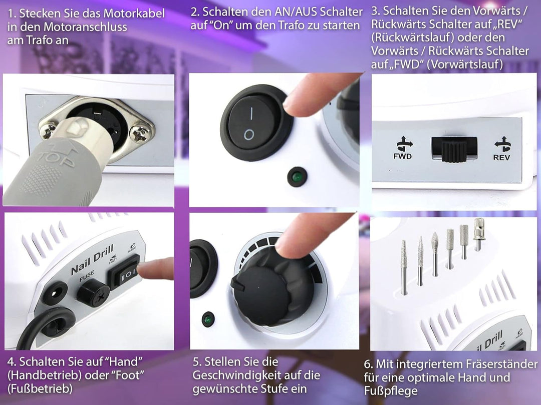 Elektrisches Maniküre/Pediküre-Set mit Hornhautentferner und Diamantschleifer - Spezial Fusspflege H